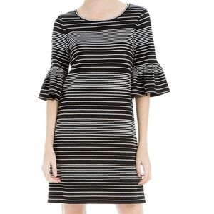 *MAX STUDIO* Black White Stripe Bell Sleeve Dress Size XS